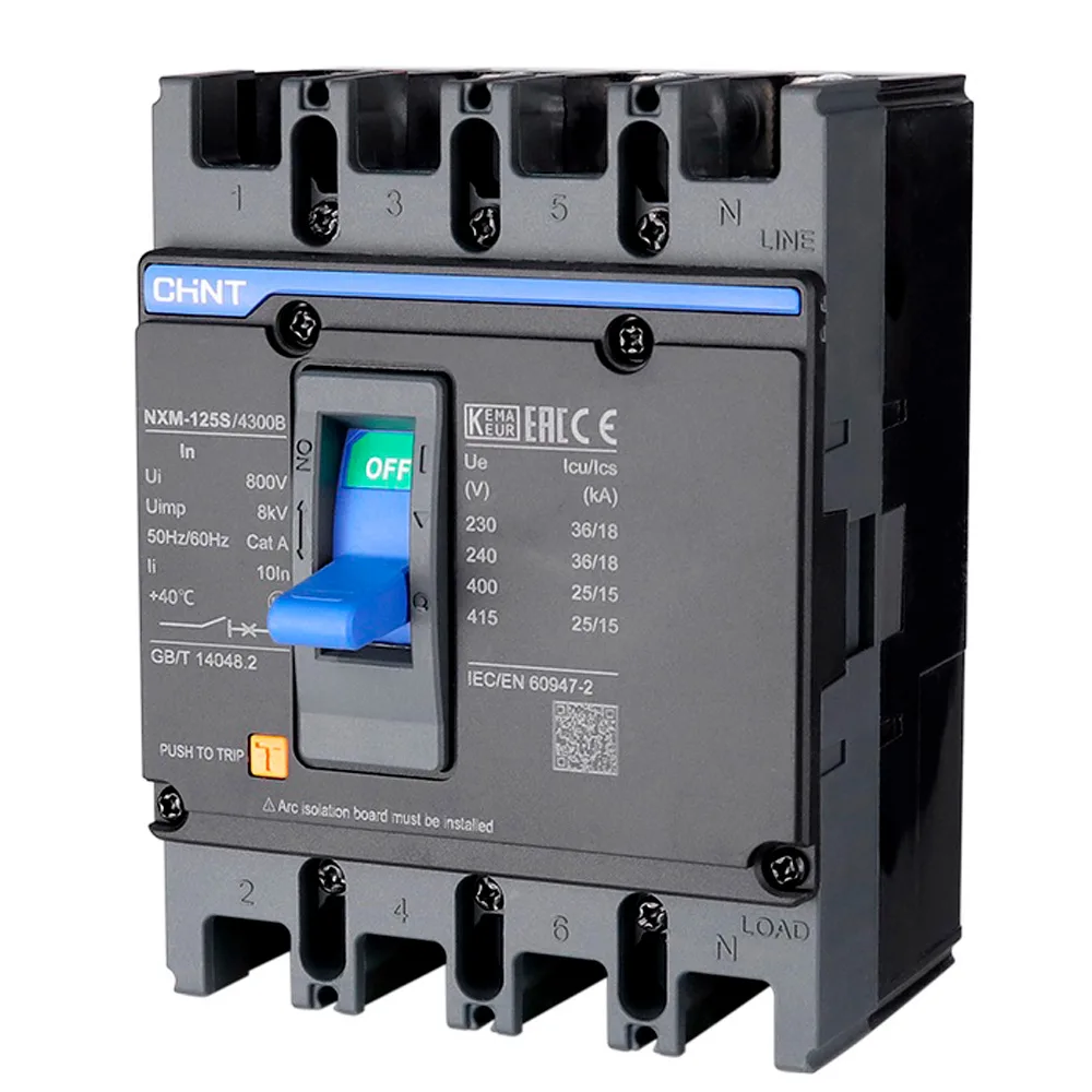 4P 125A INTERRUPTOR DE FUERZA FIJO NXM-125S4300B Negro Chint