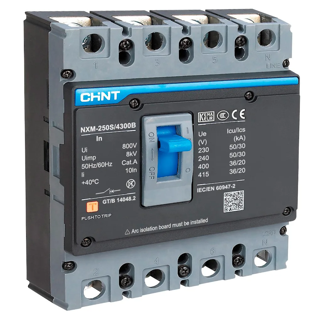 4P 250A INTERRUPTOR DE FUERZA FIJO NXM-250S/4300B Negro Chint